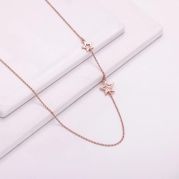 GIVA 925 Silver Rose Gold Star Crossed